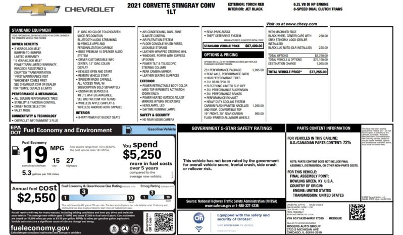 2021 Chevrolet Corvette Stingray 1LT Convertible full