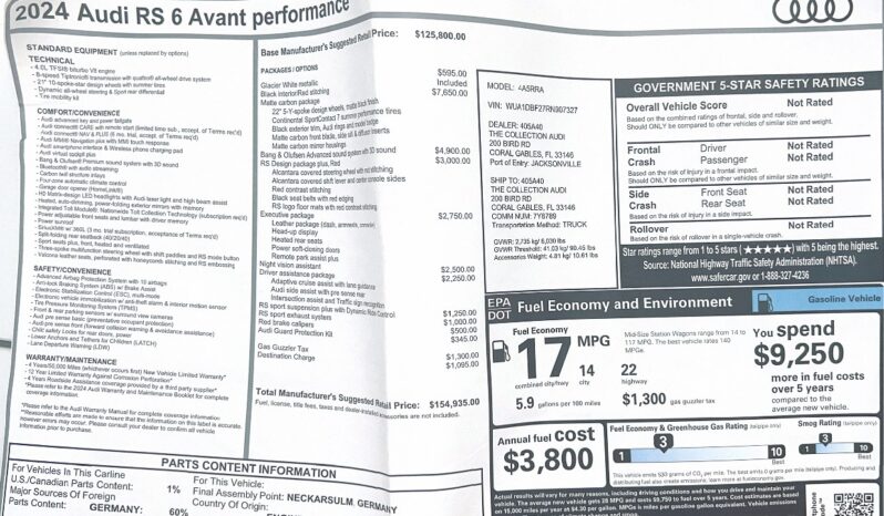 2024 Audi RS 6 Avant 4.0T quattro performance full