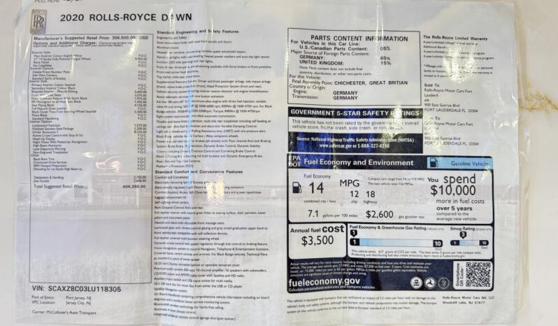 2020 Rolls-Royce Dawn full