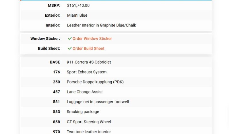 2017 Porsche 911 Carrera 4S Cabriolet full