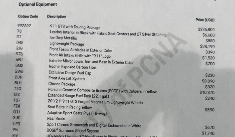 2026 Porsche 911 GT3 w/Touring Package full